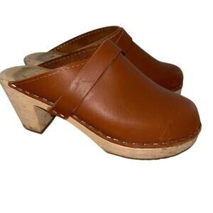Lotta From Stockholm Women's Tan High Heel Classic Clog, Size 35, US 5,Pre-Loved